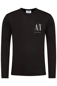 a|x armani exchange men’s icon chest graphic long sleeve t-shirt, black, xl