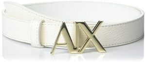 a|x armani exchange women’s skinny ax logo buckle belt, milk, 95