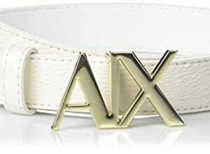 A|X ARMANI EXCHANGE Women's Skinny AX Logo Buckle Belt, Milk, 95