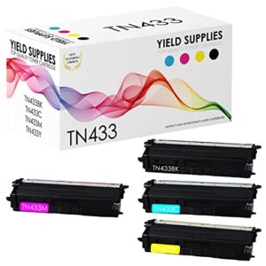 yield supplies compatible printer cmyk toner cartridges replacement for brother hl-l8260cdw-l8360cdwt mfc-l8610cdw-l8900cdw use in tn433bk tn433c tn433m tn433y (high yield blackcyanmagentayellow4pack)