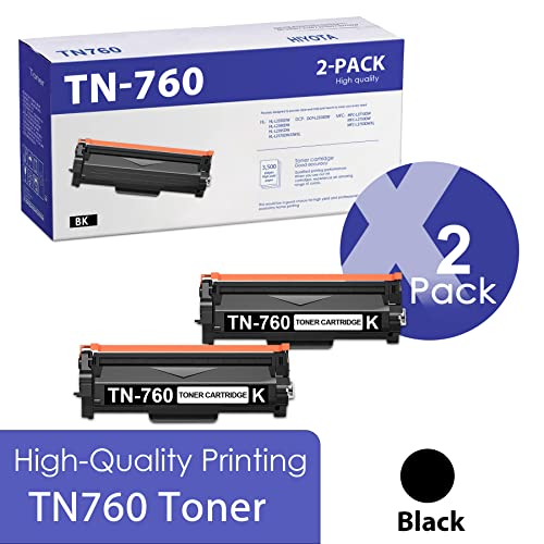 HIYOTA Compatible TN-760 TN760 Black High Yield Toner Cartridge Replacement for Brother TN 760 DCP-L2550DW MFC-L2710DW L2750DW HL-L2350DW L2390DW L2395DW L2370DW/DWX Printers | TN 760 2PK