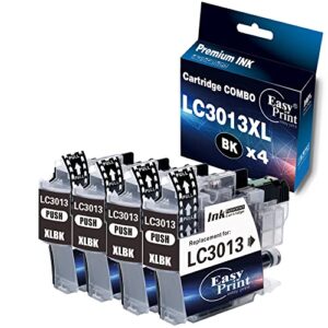 EASYPRINT (4X Black Pack) Compatible 3013xl Ink Cartridge Replacement for Brother LC3013 LC3013lx LC3013xxl Used for MFC-J491DW MFC-J497DW MFC-J690DW MFC-J895DW, (Black ONLY)