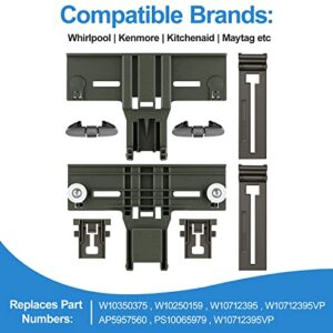 Upgraded W10350375 Dishwasher Top Rack Adjuster & W10195840 Dishwasher Positioner & W10195839 Rack Adjuster & W10508950 Stop Track Replacement for Whirlpool WDTA50SAHZ0 dishwasher parts(8 Packs)