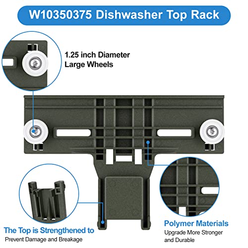 Upgraded W10350375 Dishwasher Top Rack Adjuster & W10195840 Dishwasher Positioner & W10195839 Rack Adjuster & W10508950 Stop Track Replacement for Whirlpool WDTA50SAHZ0 dishwasher parts(8 Packs)