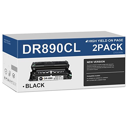 NUCALA 2 Pack DR-890 DR890 Drum Unit Compatible DR890 Drum Replacement for Brother DR-890 HL-L6250DW L6400DW L6400DWT MFC-L6750DW L6900DW Printer Drum, Black(50,500 Pages)