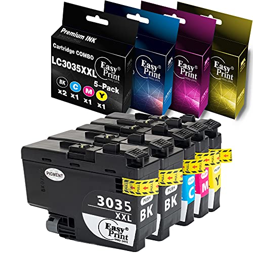 EASYPRINT (1-Set with Extra BK) Compatible 3035xxl Ink Cartridges Replacement for Brother LC3035XXL for MFC-J805DW, J805DW XL, MFC-J815DW, MFC-J995DW, J995DW XL, (2xBK, 1xC, 1xM, 1xY, Total 5-Pack)