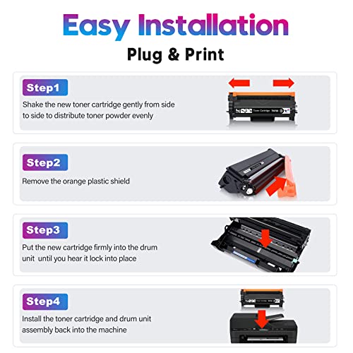 ONLYU TN760 Toner Cartridge High Yield Replacement Compatible for Brother TN760 TN-760 TN 760 TN-730 TN730 Toner for Brother Printer MFC-L2710DW MFC-L2750DW HL-L2350DW HL-L2395DW DCP-L2550DW (4-Black)