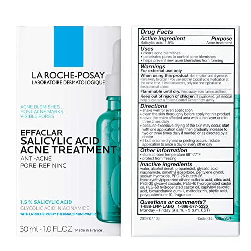 La Roche Posay Effaclar Salicylic Acid Acne Treatment to Minimize Pores, Clear Acne Blemishes and Post Acne Marks