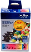 brother lc-75 oem combo cartridge part # lc75co3pks, brother mfc-j280/ j425/ j430/dcp-j525w/ j725dw printers