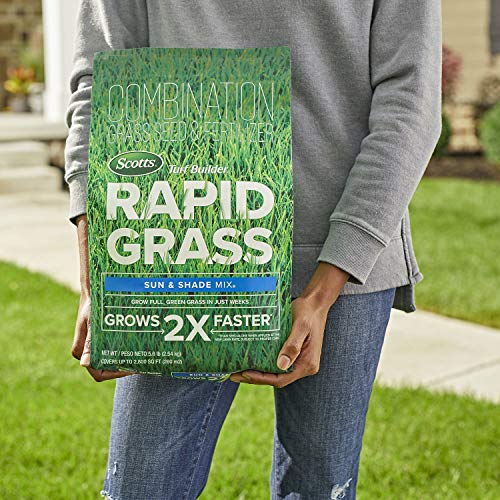 Scotts Turf Builder Rapid Grass Sun & Shade Mix, Combination Seed and Fertilizer, Grows Green Grass in Just Weeks, 5.6 lbs.