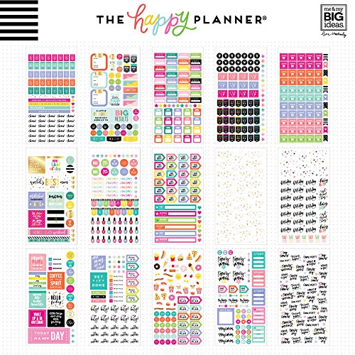 me & my BIG ideas Sticker Value Pack for Mini Planner - The Happy Planner Scrapbooking Supplies - Mom Theme - Multi-Color & Gold Foil - Great for Projects & Albums - 30 Sheets, 1529 Stickers Total