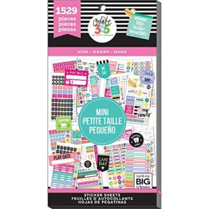 me & my big ideas sticker value pack for mini planner – the happy planner scrapbooking supplies – mom theme – multi-color & gold foil – great for projects & albums – 30 sheets, 1529 stickers total