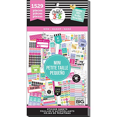 me & my BIG ideas Sticker Value Pack for Mini Planner - The Happy Planner Scrapbooking Supplies - Mom Theme - Multi-Color & Gold Foil - Great for Projects & Albums - 30 Sheets, 1529 Stickers Total