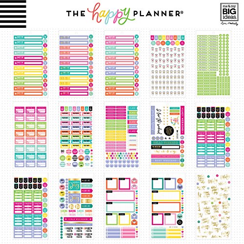 me & my BIG ideas Sticker Value Pack for Mini Planner - The Happy Planner Scrapbooking Supplies - Mom Theme - Multi-Color & Gold Foil - Great for Projects & Albums - 30 Sheets, 1529 Stickers Total