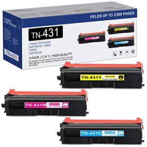 alumuink compatible tn-431c tn-431m tn-431y toner cartridge replacement for brother tn4313pk hl-l8260cdw l8360cdw l8360cdwt dcp-l8410cdw mfc-l8610cdw printer (cyan magenta yellow, 3-pack)