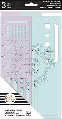 me & my BIG ideas Journal Stencils - The Happy Planner Scrapbooking Supplies - Journaling Theme - Add Lines or Checklists with Boxes and Circles - Makes Planning Easy - 3 Pieces
