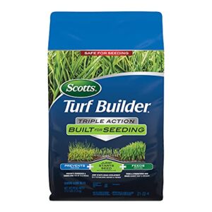 scotts turf builder triple action built for seeding: covers 4,000 sq. ft., feeds new grass, lawn weed control, prevents crabgrass & dandelions, 17.2 lbs.