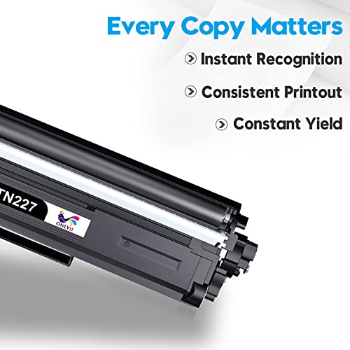 ONLYU Compatible Toner Cartridge Replacement for Brother TN227 TN-227 TN227BK TN223 TN223BK for MFC-L3750CDW HL-L3210CW HL-L3290CD HL-L3230CDW MFC-L3770CDW Toner (TN227BK/C/M/Y High Yield, 4 Pack)