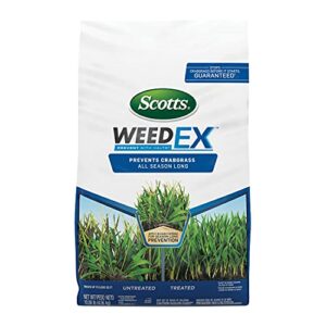 scotts weedex prevent with halts – crabgrass preventer, pre-emergent weed control for lawns, prevents chickweed, oxalis, foxtail & more all season long, treats up to 5,000 sq. ft., 10 lb.