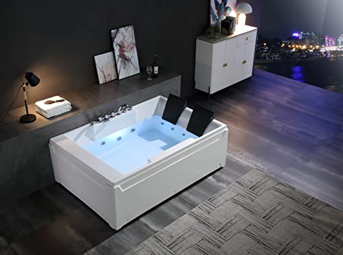 Empava 72-Inch Left Drain Rectangular Alcove Whirlpool Bathtub in White Model 2022