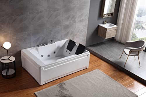 Empava 72-Inch Left Drain Rectangular Alcove Whirlpool Bathtub in White Model 2022