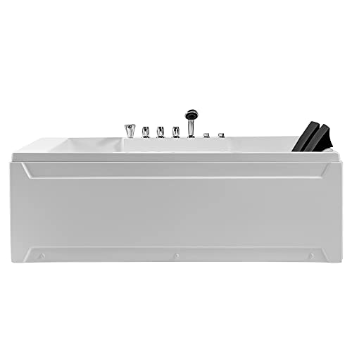 Empava 72-Inch Left Drain Rectangular Alcove Whirlpool Bathtub in White Model 2022