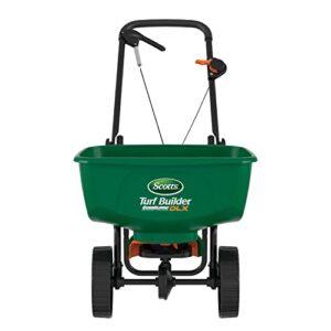 scotts turf builder edgeguard dlx broadcast spreader – holds up to 15,000 sq. ft. of lawn product green