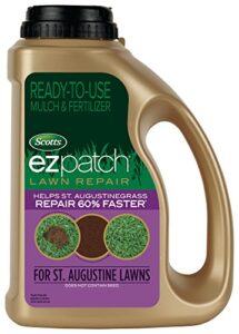 scotts ez patch lawn repair for st. augustine lawns – 3.75 lb., ready-to-use mulch, and fertilizer lawn repair, repairs st. augustinegrass, does not contain grass seeds, covers up to 85 sq. ft.