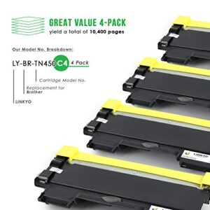 LINKYO Compatible Toner Cartridge Replacement for Brother TN450 TN-450 TN420 (Black, High Yield, 4-Pack)