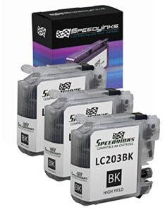 speedy inks compatible ink cartridge replacement for brother lc203bk high yield (black, 3-pack)