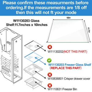 UPGRADED W11130203 Freezer Glass Shelf Replacement Compatible with Whirlpool Refrigerator Freezer Shelf Replacement Glass Shelves Parts W10527849 W10773887 WRS571CIHZ04 Freezer Shelf,WRS571 Series