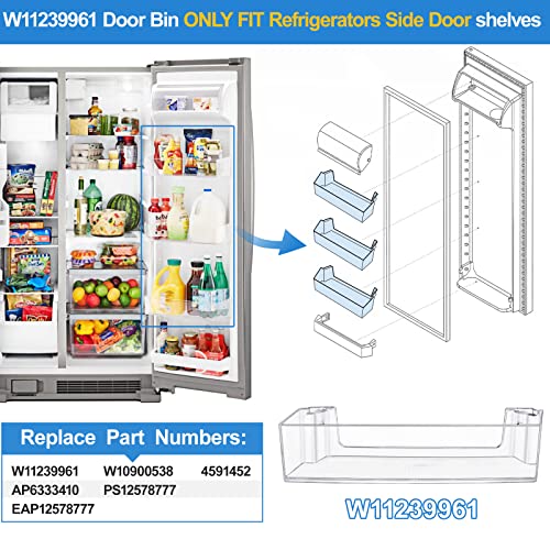 UPGRADED W11239961 Refrigerator Door Shelf Bin Compatible with Whirlpool Refrigerator Door Shelf Replacement Parts AP6333410, W10900538,4591452,PS12578777, Fit WRS321SDHZ01,WRS315 Shelf, WRS311,WRS325