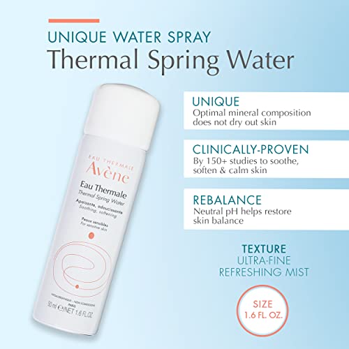 Eau Thermale Avene Thermal Spring Water, Soothing Calming Facial Mist Spray for Sensitive Skin - Travel Size - 1.6 fl. oz.