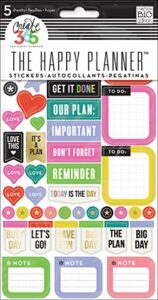 happy planner stickers, 9-1/8″ x 4-13/16″, everyday reminders, pack of 5 sticker sheets