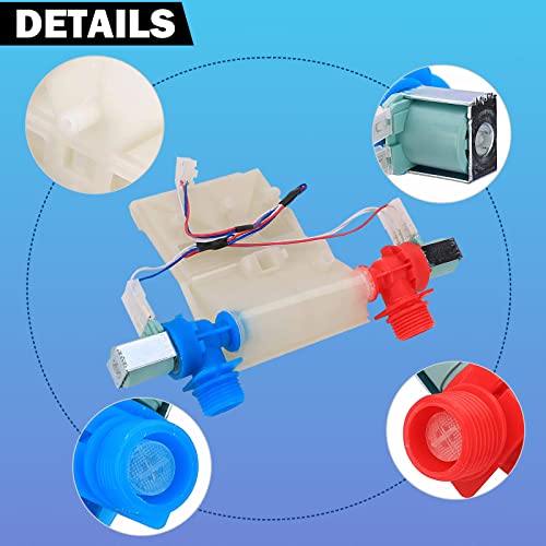 Washer Water Inlet Valve Replaces For Part W11101906 W10883458 AP6329219 W11210463 W10701461 W10869803 fits Whirlpool WTW4816FW2 W10683680 fits Inglis ITW4671EW1 Whirlpool Amana Crosley Maytag