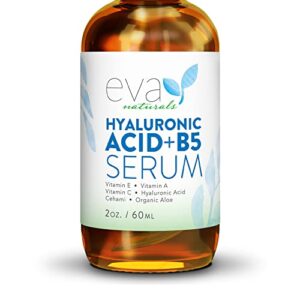 Eva Naturals Hyaluronic Acid Serum For Face With Vitamin B5 - Anti-Aging Face Serums & Anti-Wrinkle Moisturizing Serum - Hyaluronic Acid Face Serum, Plump Dry Skin - 2.0 Fl Oz (Pack of 1)