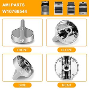 AMI PARTS W10766544 Burner Control Knobs Replacement for Whirlpool GE Stove Knobs 10430807 W10676228 4248219 AP5958476 PS10067059 EAP10067059 (5 Pack)