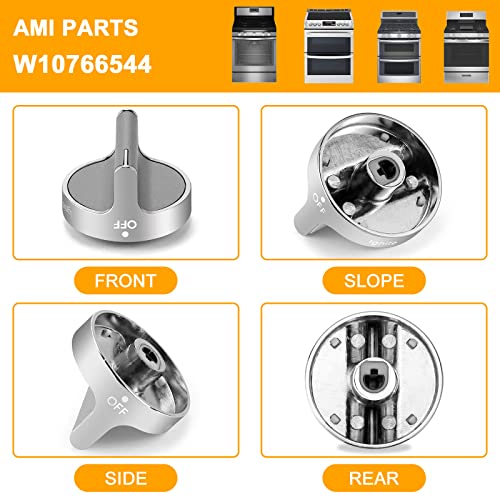 AMI PARTS W10766544 Burner Control Knobs Replacement for Whirlpool GE Stove Knobs 10430807 W10676228 4248219 AP5958476 PS10067059 EAP10067059 (5 Pack)