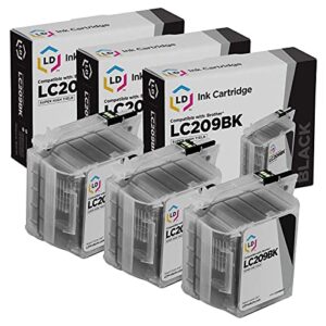 ld compatible ink cartridge replacement for brother lc209bk super high yield (black, 3-pack)