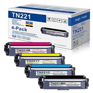 4-pack(1bk+1c+1m+1y) tn221bk tn221c tn221m tn221y toner cartridge replacement for tn 221 tn-221 mfc-9130cw hl-3140cw hl-3170cdw hl-3180cdw mfc-9330cdw mfc-9340cdw printer