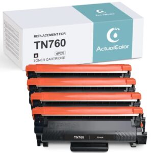 actualcolor c tn760 compatible toner cartridge replacement for brother tn-760/tn-730 for mfc-l2750dw mfc-l2710dw hl-l2370dw l2350dw l2395dw l2325dw l2390dw dcp-l2550dw printer black,4p