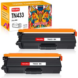 hencebuy compatible tn433 toner cartridge replacement for brother tn433 tn-433 tn433bk tn431 mfc-l8900cdw hl-l8360cdw hl-l8260cdw mfc-l8610cdw hl-l8360cdwt printer (2-black)