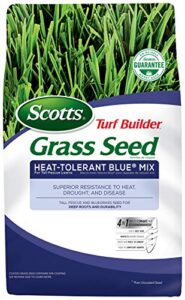 scotts turf builder grass seed heat-tolerant blue mix for tall fescue lawns resistant to heat, drought, and disease, 3 lbs.