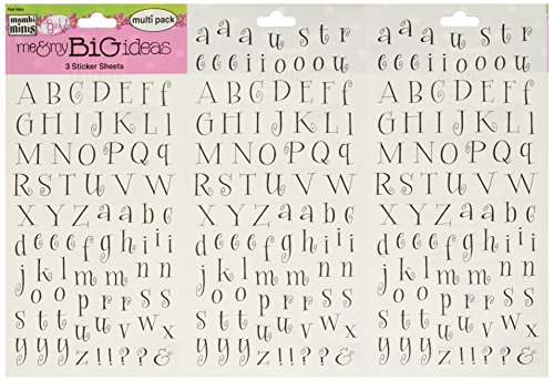 Me & My Big Ideas Mambi 4-1/2 Inch by 6 Inch Minis Stickers 3 Sheets/Package, Curly Alphabet