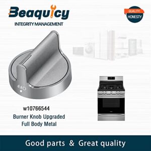 Beaquicy W10766544 Burner Stainless Steel Control Knob Replacement for Whirlpool Range - Replaces 4248219, AP5958476, PS10067059, EAP10067059