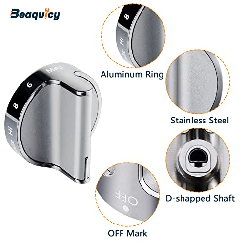 Beaquicy W10766544 Burner Stainless Steel Control Knob Replacement for Whirlpool Range - Replaces 4248219, AP5958476, PS10067059, EAP10067059