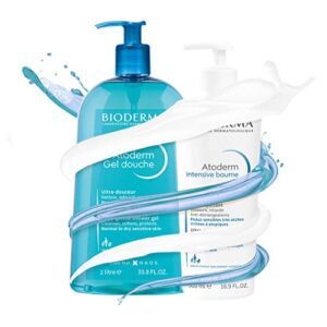 Bioderma - Atoderm Hydrating Shower Gel Body Wash - Moisturizing Face and Body Cleanser for Normal to Dehydrated Sensitive Skin, 33.8 Fl Oz (Pack of 1)