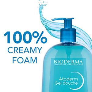 Bioderma - Atoderm Hydrating Shower Gel Body Wash - Moisturizing Face and Body Cleanser for Normal to Dehydrated Sensitive Skin, 33.8 Fl Oz (Pack of 1)