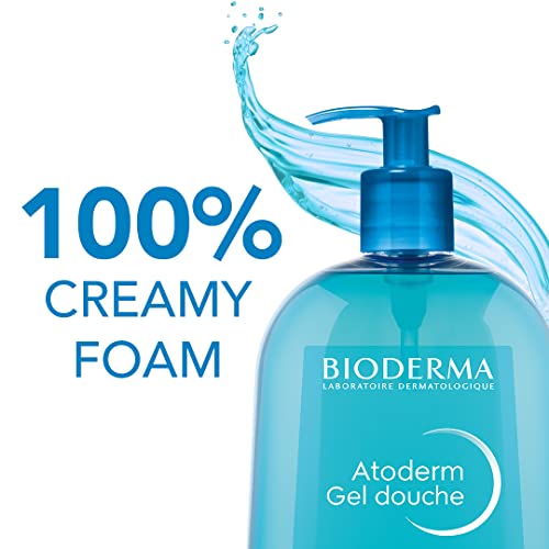 Bioderma - Atoderm Hydrating Shower Gel Body Wash - Moisturizing Face and Body Cleanser for Normal to Dehydrated Sensitive Skin, 33.8 Fl Oz (Pack of 1)