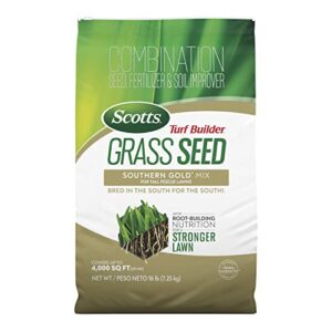 scotts turf builder grass seed southern gold mix for tall fescue lawns in the south with root-building nutrition, 16 lb.